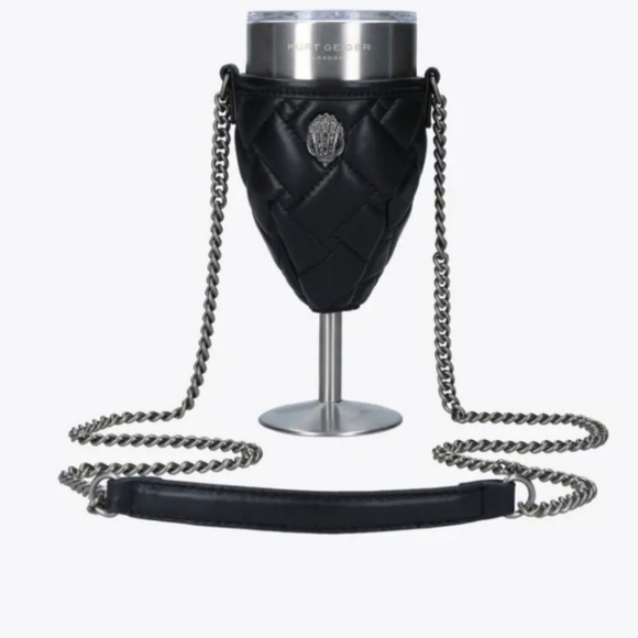 Kurt Geiger London Wine glass holder crossbody  NWT. Quilted  leather. Black - Picture 1 of 9
